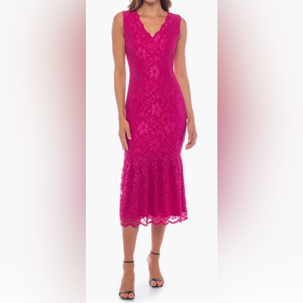 Marina Elegant Lace Sleeveless Dress - Pink NWT